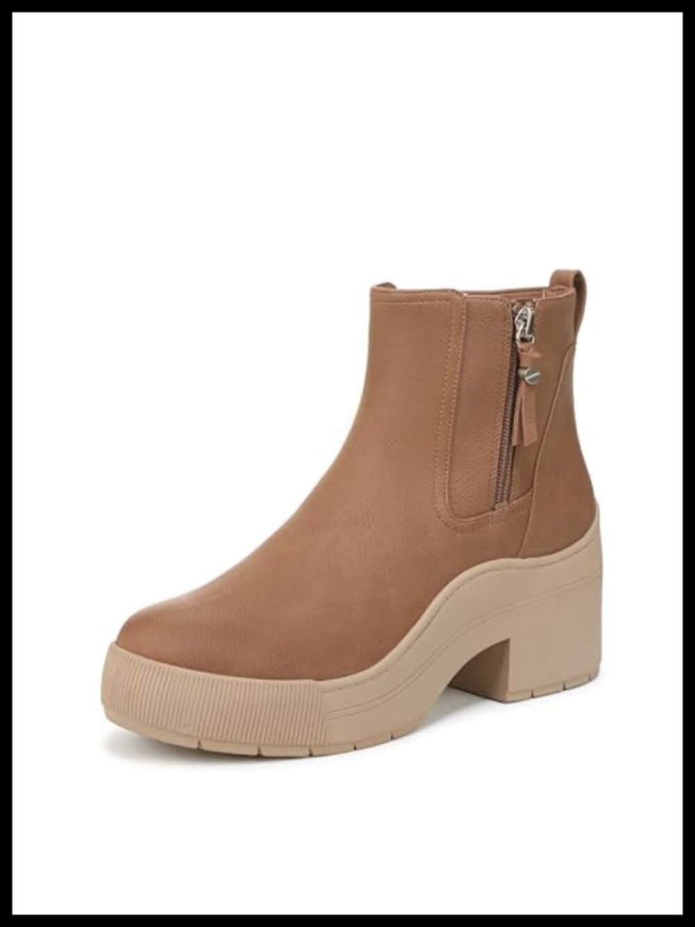 Faux Leather Platform Booties with Side Zip - Women's Size